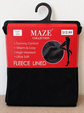 MAZE Collection Fleece Lined High Waist Tummy Control Leggings Charcoal S/M
